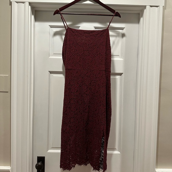 Express Midi Lace Burgundy Cocktail Dress XL - Picture 3 of 5